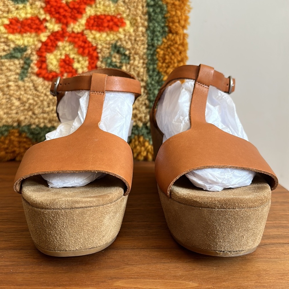Gorgeous Madewell Brown Leather Platform Sandals Size 8 - Picture 2 of 6